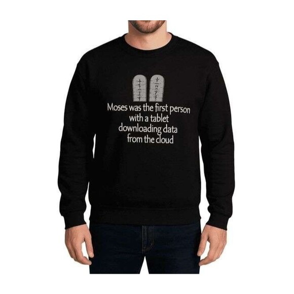 Moses Tablet Sweatshirt – Funny Graphic, Gildan Heavy Blend Size S, Pullover - Picture 13 of 13